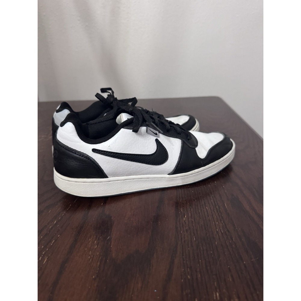 Nike Court Vision Low Black White Leather Sneakers Mens 8.5 Womens 10